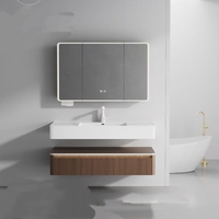 Meuble de salle de bain mural minimaliste standard d'hôtel, double couche en contreplaqué