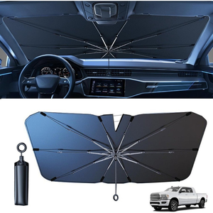 Reflective Umbrella Style Car Windshield <b>Shade</b> with Titanium Silver Coating for SUV and Sedan Summer Heat - Product Image 1