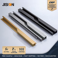 Tirador de perfil largo de aluminio negro mate de varios tamaños para gabinetes de cocina modernos, cajones, cómodas y dormitorios de hotel