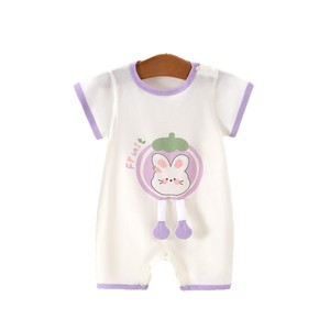 Mameluco de Bebé Ultrafino y Transpirable de Algodón Puro, de Manga Corta con Diseño de Conejo de Dibujos Animados, para Verano, Directo de Fábrica - Product Image 5