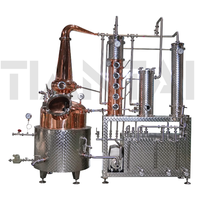 Colonne de distillation semi-automatique hybride 500L avec plaques en cuivre et colonne de reflux en verre, chauffage électrique, pour la production de Vodka, Gin, Whisky