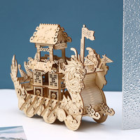 Puzzle 3D en bois en gros, modèle de bateau du dragon chinois, kits de bricolage en bois 3D pour adultes, artisanat de culture traditionnelle