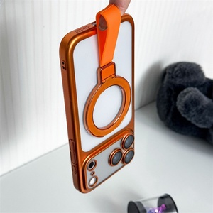 Funda Magnética para Teléfono con Correa de Silicona Esmerilada Electrochapada y Soporte Metálico para iPhone 12 13 14 15 16 17 Pro Max, Fundas Anti-caída - Product Image 4