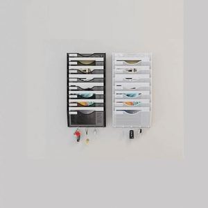 8 Pocket <b>Wall</b> File Organizer Hanging File Holder <b>Wall</b> Mount Paper <b>Letter</b> Organizer Magazine Rack with Hook Mesh Document Trays - Product Image 4