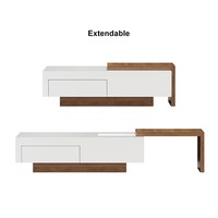 Table basse rectangulaire extensible moderne en noyer blanc pour salon, petite table d'appoint avec tiroir coulissant de rangement, écologique et durable