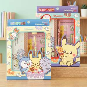Ensemble de papeterie en plastique Pokemoned Happy, crayon, gomme, taille-crayon, fournitures scolaires de base pour enfants coréens, anime, mignon, cadeau pour étudiants - Product Image 3