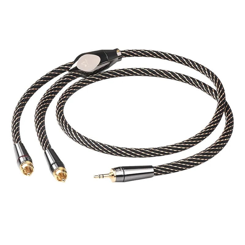 HiFi 3.5mm to 2rca Audio Cable 4N OFC AUX RCA Stereo Jack 3.5 Y Splitter for MP3 MP4 PC Phone Amplifiers Mixer