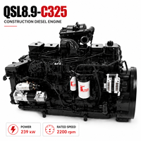 محرك ديزل كامنز QSL8.9-C325 للبناء بقوة 239 كيلوواط و325 حصان وسرعة 2200 دورة في الدقيقة مع توربو للحفارات والجرافات الصناعية