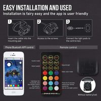 OPPLIGHT RGB Color Control remoto Led Rock Lights con luz de freno 72W 8 Unids/set Luz de señal de giro