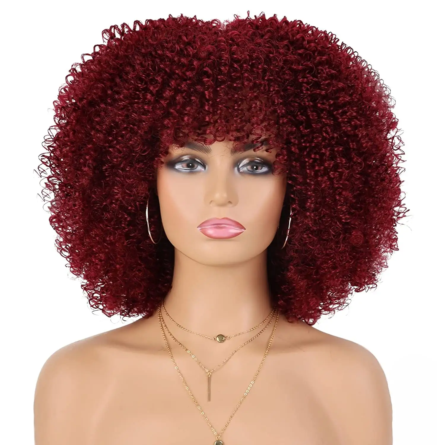 Venta caliente rizado pelo sintético Afro Bob pelucas, pelucas de payaso de fiesta roja peluca corta sintética africana