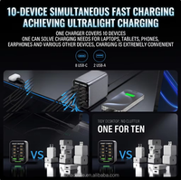 Stasiun Pengisian Daya Desktop 100W PD 10 Port Pengisi Daya Cepat Multi-Port Berdaya Tinggi 8 USB-C 2 USB-A Hub untuk MacBook Laptop iPhone