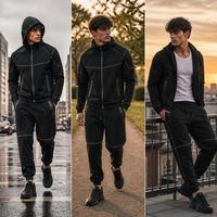 Conjunto Deportivo de 2 Piezas para Hombre, con Logotipo Personalizado, Bloques de Color, Nailon, Cierre Completo, Cuello Alto, Ligero, Resistente al Agua y Transpirable