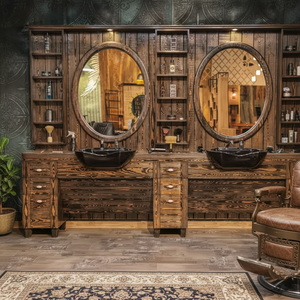Espejo de Barbería Moderno y Ajustable de Madera Real, Mueble de Salón Comercial Resistente, Modelo 316 para Barbería o Taller - Product Image 3