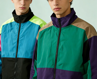 Blouson Bomber Coupe-Vent Sportif Vintage Respirant Imperméable en Toile Col Montant Homme Rétro Années 90 Colorblock Oversize Personnalisé