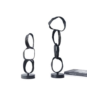 Mueble de TV y Estantería Moderno de Lujo Accesible con Adornos Geométricos Circulares de Aleación Negra para Sala de Estar, Hotel y Hogar - Product Image 5