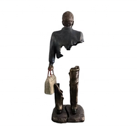 Sculpture manquante personnalisée grandeur nature Bronze Art abstrait Statue perdue disparaissant homme extérieur Bronze voyageur Sculpture