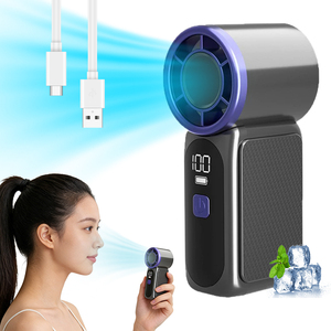 พัดลมพกพาแบบชาร์จไฟได้ 0728 ความจุแบตเตอรี่ 1200mah พร้อมหน้าจอ LED แสดงความเร็วลม พัดลมมือถือขนาดเล็กสำหรับใช้ในบ้าน - Product Image 1
