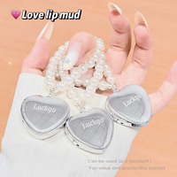 OEM/ODM LUCKGO Pendentif Cœur Perle, Baume à Lèvres Mat, Miroir Métallique Argenté, Breloque Sac Cœur, Crème à Lèvres Velours Douce, Baume à Lèvres Nude
