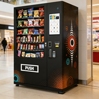 Distributeur automatique commercial anti-blocage de snacks et boissons avec système de livraison à double voie par ressort et rail