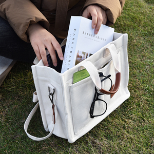 Stylish Eco-friendly Women's Green Canvas Crossbody Tote <b>Bag</b> Large Capacity Customizable Logo <b>Reusable</b> Casual Shoulder <b>Bag</b> - Product Image 6