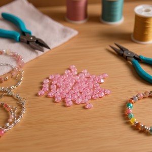 Perline Ilan Abalorios da 8 mm rosa chiaro sfaccettate a forma di rondella, 15 g, per la creazione di gioielli - Product Image 3