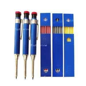 Upgrade 2.8MM Insinyur Isi Ulang Biru Hitam Disesuaikan Logo Pensil Konstruksi Logam Mekanik Pensil Tukang Kayu Otomatis