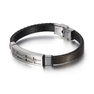 Bracciale da Uomo in Acciaio Inossidabile e Pelle, Bracciali Avvolgenti alla Moda, Bracciali in Pelle Intrecciata, Gioielli Raffinati - Product Image 2