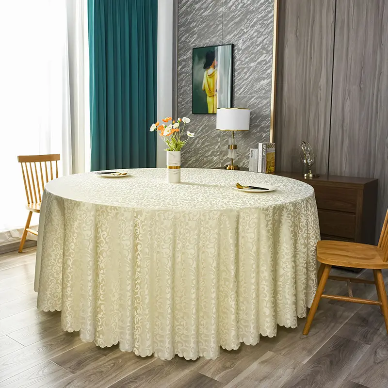 Heavy Weight Soft Jacquard Tablecloth Damask Table Cloth Wedding Round Table Cover for Buffet Banquet Parties Event