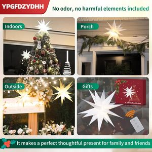 Luz Decorativa para Árbol de Navidad QF de 23 Pulgadas, Estrella Morava Grande, Funciona con Pilas, Control Remoto, para Interiores y Exteriores - Product Image 2