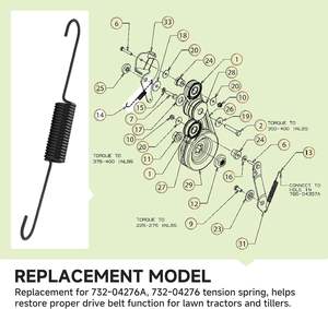Ressort d'extension de transmission pour tracteur à gazon Yong Shengda 732-04276A, garantie de 3 mois pour MTD/<span class=keywords><strong>Craftsman</strong></span>/Huskee/Bolens/Brute Rototiller - Product Image 5