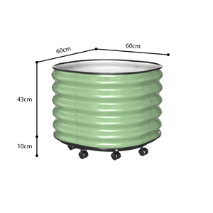 금속 라운드 제기 정원 침대 키트 화분 상자 바닥 바퀴와 화분 - Product Image 5