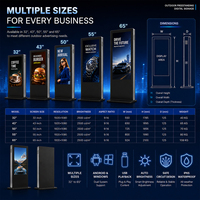 Pantalla Publicitaria para Exteriores, Kiosco con Pantalla de 55, 65 y 75 Pulgadas, 4K, Resistente al Agua, Tótem Digital con Soporte de Pie, 2500 Nits LCD