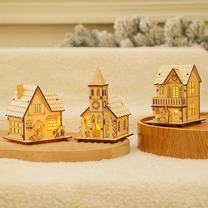 Decoraciones Navideñas Modernas de Madera, Ventana de Cabaña Iluminada, Luces Creativas para el Hogar, Adornos de Muñeco de Nieve, Adornos Colgantes para Árbol de Navidad - Product Image 5