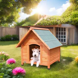 Rumah anjing mewah XL tempat tidur kucing tahan air tahan angin Modern luar ruangan rumah hewan peliharaan kecil kayu MDF pola hewan