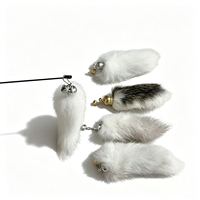 Jouet pour chat en fourrure naturelle de lapin, bâton court, baguette à fil pour chat, accessoire pour vêtements