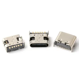 FOXECO Zwarte USB Type-C Vrouwelijke 6-pins SMD DIP PCB Connector voor Telefoonaccessoires - Product Image 1