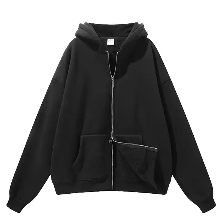 350G Fabriek Op Maat Casual Dik 58% Polyester 42% Katoen Blanco Oversized Paperclip Met Ritssluiting Franse Badstof Herenrits Hoodie