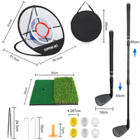 Tapis de paille de club de coupe télescopique d'entraînement au golf Filet de frappe pliant avec jeu d'herbe pour l'entraînement au golf