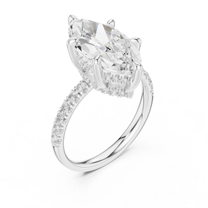 Bagues en diamant, bague de fiançailles, or massif 14 carats, diamant de laboratoire taille marquise, taille brillant rond, collection de bijoux en diamant - Product Image 3