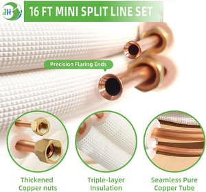 1/4 + 3/8 1/4 + 1/2 164FT 50FT Tubo de Cobre Isolado Puro Mini Split Line <span class=keywords><strong>Set</strong></span> Ar Condicionado Instalação Kit Parte - Product Image 2