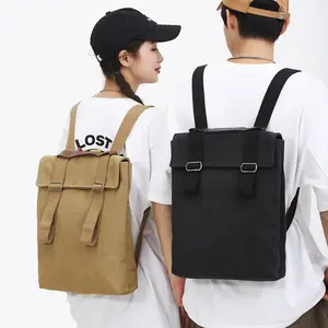 2024 factory custom high quality retro washed canvas women's backpacks new design fashion unisex laptop backpack