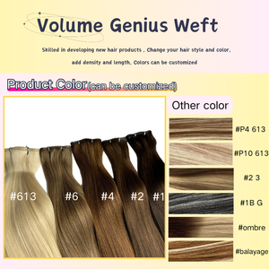Invisible Genius Weft Russian Real Human Hand Tied Weft Hair 100% sin procesar cutícula alineada Genius Weft Extension - Product Image 5