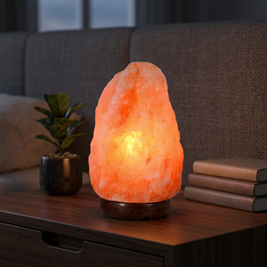Lámparas de Sal del Himalaya Talladas, de Cristal Natural Puro, Material Decorativo Duradero, Lámpara de Sal con Base de Madera, de Alta Tendencia - Product Image 1