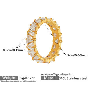 Anillo Triangular N&S Vintage Chapado en Oro de 18K con Incrustaciones de Circonita Cúbica, en Acero Inoxidable, Resistente al Agua y al Deslustre, Disponible en Varios Tamaños, Ideal para Regalo - Product Image 6