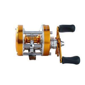 Carrete de Pesca Tipo Baitcasting 40, Totalmente Metálico, con Freno Centrífugo, para Pesca en Barco en el Océano, Mano Derecha, Dorado - Product Image 1