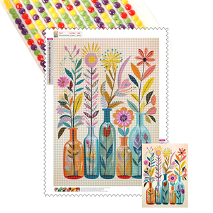 DIY Diamantmalerei Blumenflaschen kreatives Heimdekor Malerei 5d Diamantmalerei Quadrat Bohrer Bild - Product Image 1