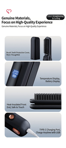 Pettine e Piastra <span class=keywords><strong>per</strong></span> <span class=keywords><strong>Capelli</strong></span> 2-in-1 Senza Fili, Denti in Acciaio Inox, Temperatura Regolabile, Alimentazione USB, <span class=keywords><strong>Spazzola</strong></span> Arricciacapelli da Viaggio - Product Image 3