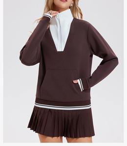 Venta al por mayor sudadera de tenis de las mujeres transpirable Anti-Shrink Casual Terry Stand Collar manga larga pulóver Otoño Invierno - Product Image 4