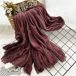 Prêt à expédier été respirant mode Super doux voyage voile léger glands châle Texture sale teint Ombre rides Hijab - Product Image 4