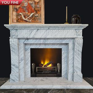 Cheminée classique en marbre sculpté à la main en pierre naturelle d'intérieur - Product Image 4
